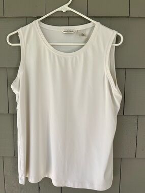 Laura Ashley White Scoop Neck Tank Top